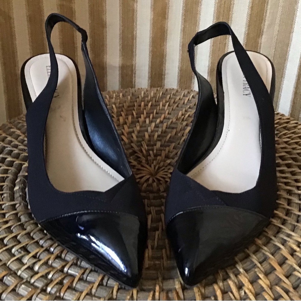 Ellen Tracy Banyon Patent Toe Sling Back Heels